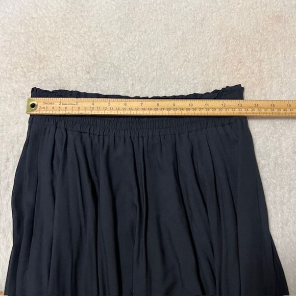 Vintage CYGNE Design Womens Black Elastic Waste Flowy Midi Skirt Rayon Sz SM - Picture 6 of 12